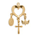 Gold Over Sterling Silver Open Heart with Miraculous Medal, Cross and Holy Spirit Pendants HMH 