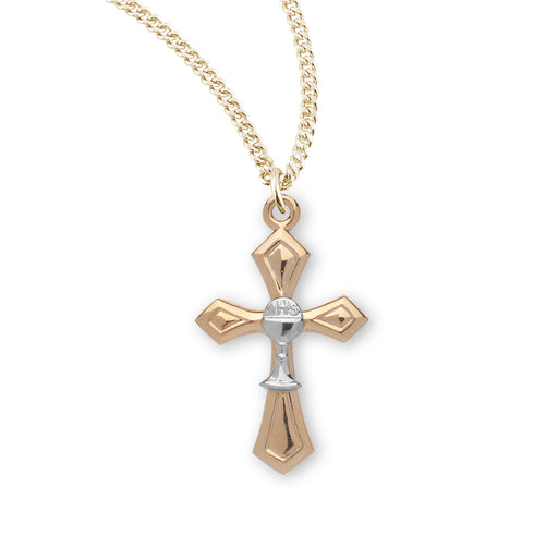 Two-tone Gold Over Sterling Silver Cross with Chalice HMH 