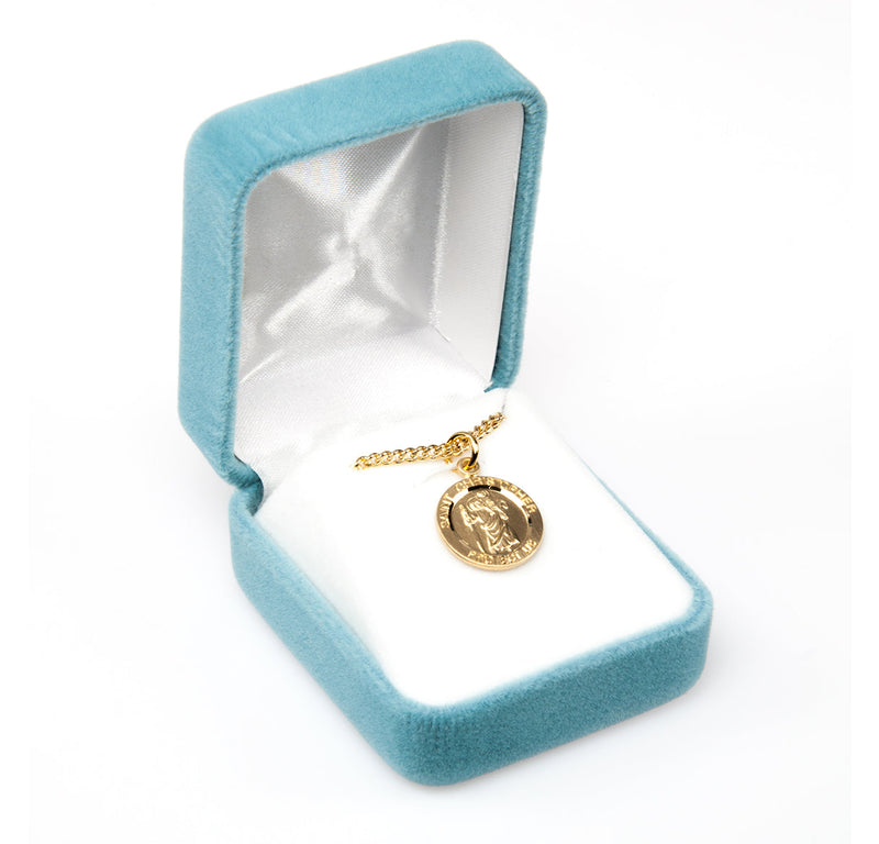 Patron Saint Christopher Round Gold Over Sterling Silver Medal Medal HMH 