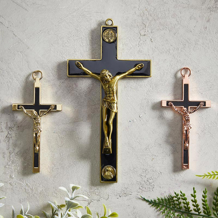 10" Saint Benedict Dual Coin Crucifix The Roman Catholic Store