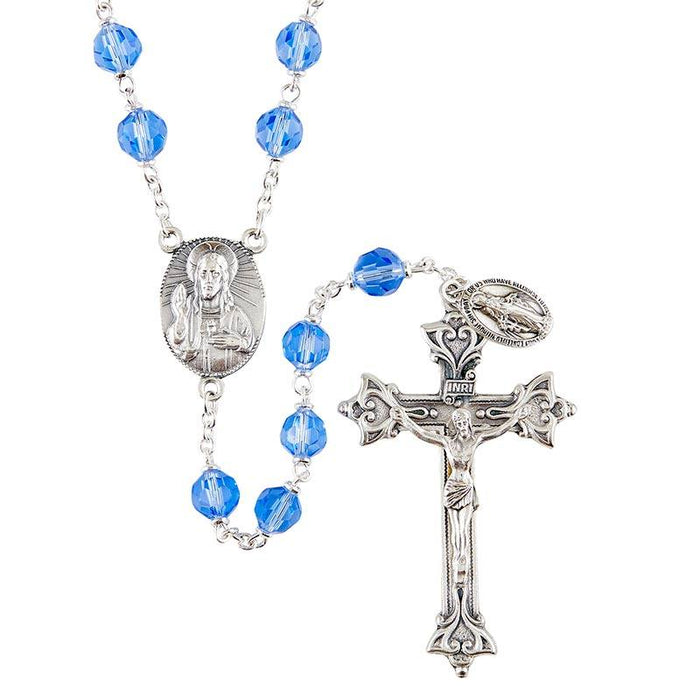 Blue Sacred Heart Link Loc Rosary Rosary Christian Brands Catholic 