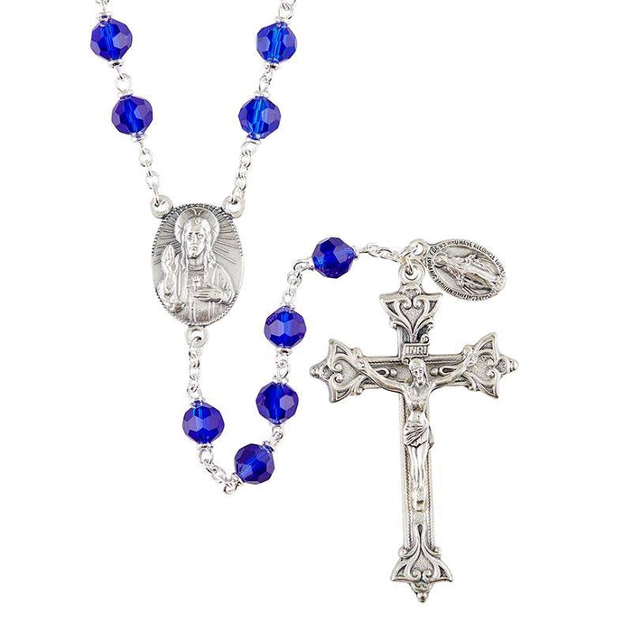 Sapphire Sacred Heart Link Loc Rosary Rosary Christian Brands Catholic 