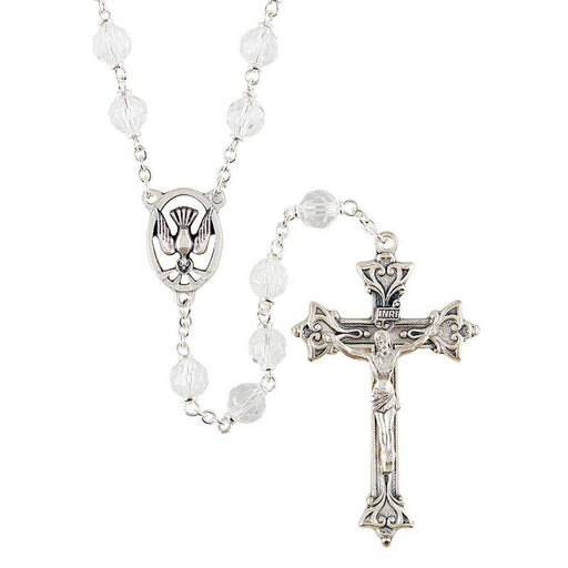 Tin Cut White Confirmation Rosary Rosary The Roman Catholic Store 