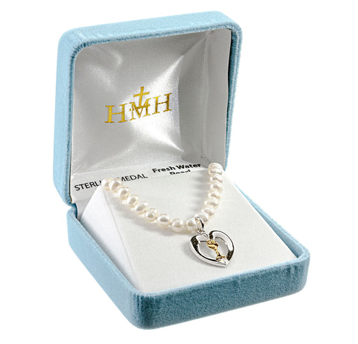 Freshwater Pearl Necklace with a Gold Over Sterling Silver First Communion Chalice Pendant HMH 