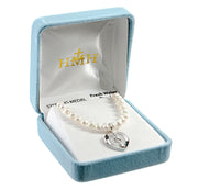 Freshwater Pearl First Communion Necklace with a Two Tone Heart Chalice Pendant HMH 