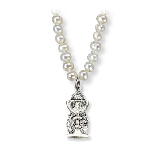 Freshwater Pearl First Communion Necklace Two Tone Cross with Chalice Center HMH 
