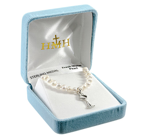 Freshwater Pearl First Communion Necklace with a Sterling Silver Chalice Pendant HMH 
