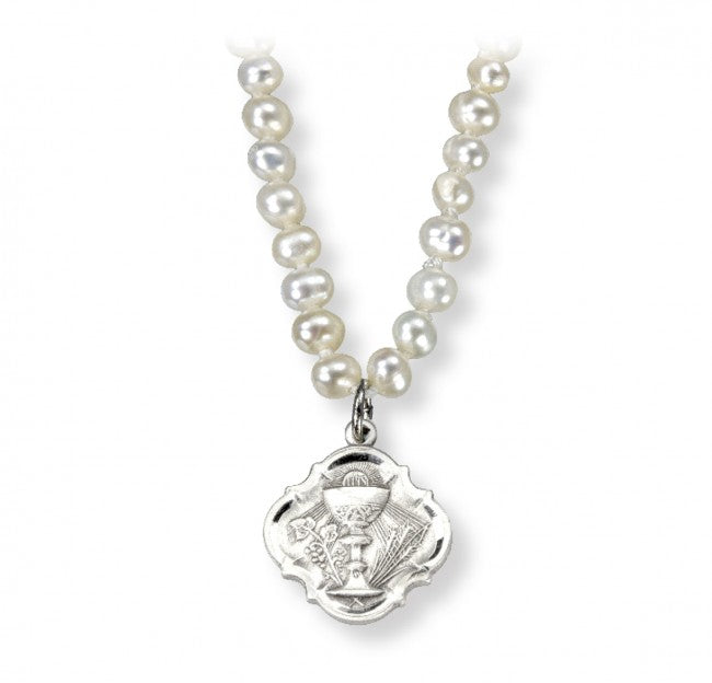 Freshwater Pearl Necklace with a High Polished Chalice Pendant HMH 