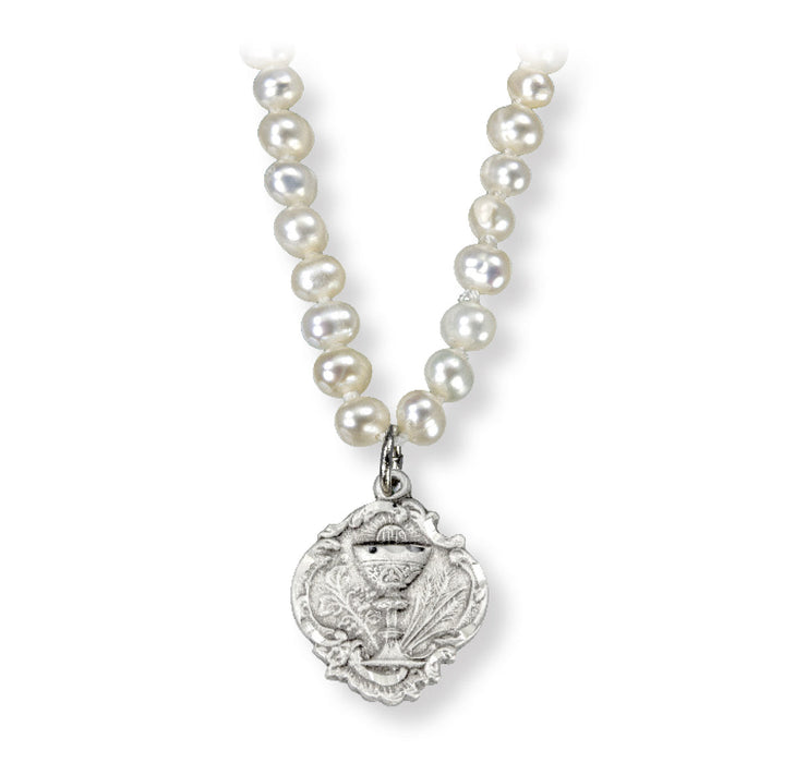 Freshwater Pearl First Communion Necklace with a Baroque Chalice Pendant HMH 