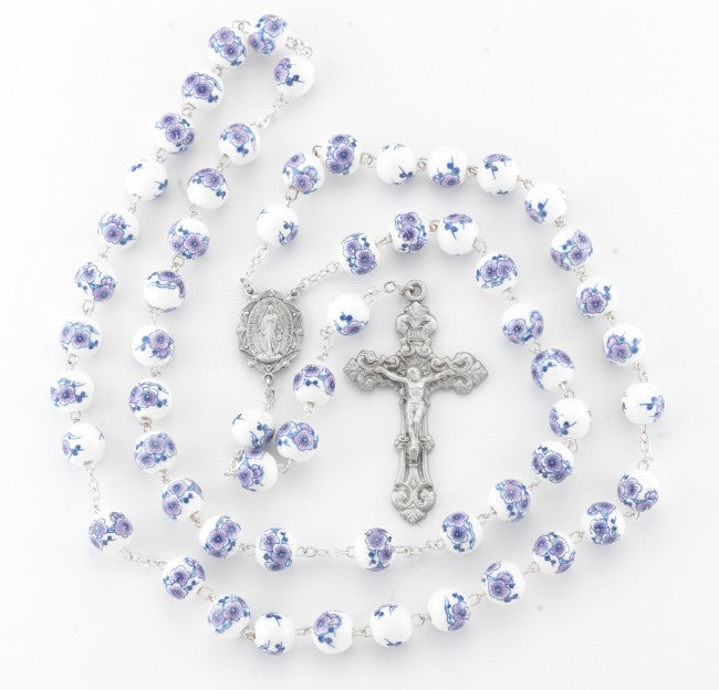 10mm Amethyst Flower Bead Rosary Rosary HMH 