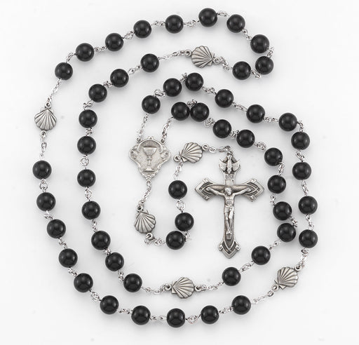 Onyx Communion New England Pewter Rosary HMH 