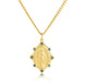Gold Miraculous Medal with Sapphire Crystals Medal HMH 