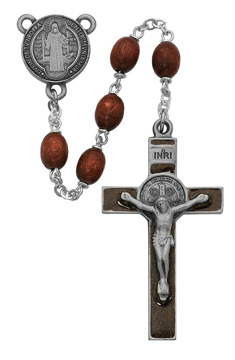 Saint Benedict Rosary with Brown Wood Beads