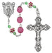 Pink Glass and Ceramic Bead Flower Rosary Medal McVan 