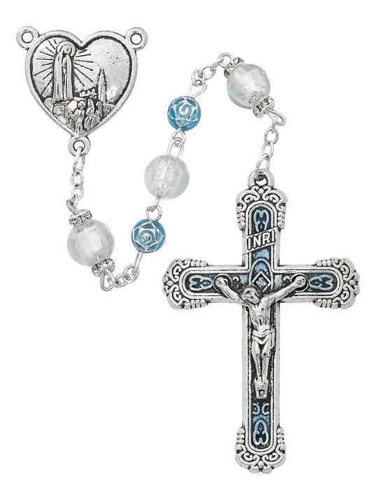 Our Lady of Fatima Rosary with 6 mm Aqua Beads Rosary McVan 