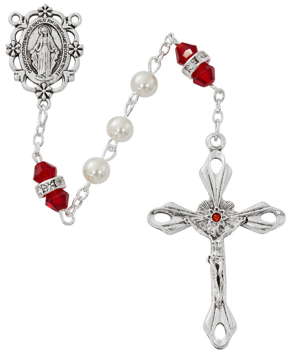 Pearl Garnet Crystal Rosary
