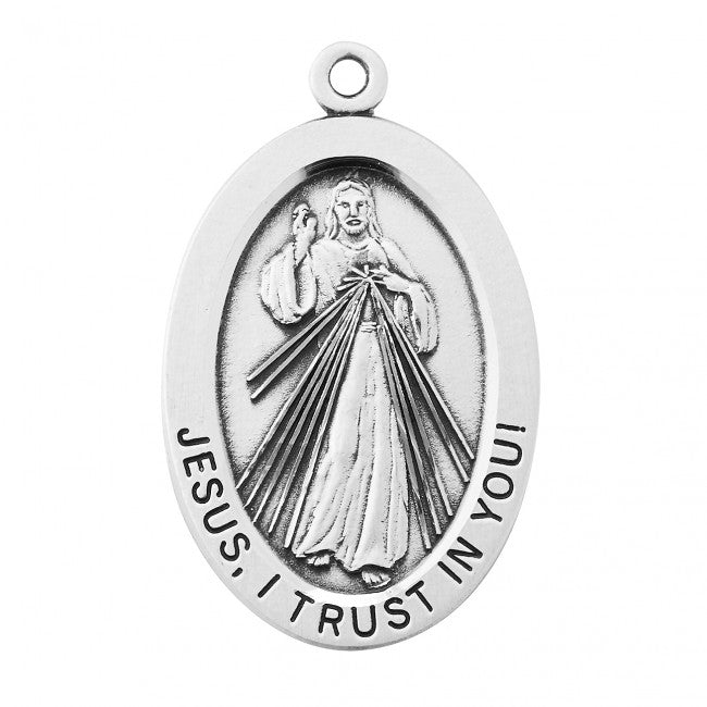 Divine Mercy Oval Sterling Silver Medal Medal HMH 