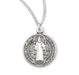 Saint Benedict Round Sterling Silver Die Struck Medal with 18" Chain Medal HMH 