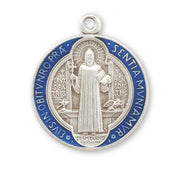 Saint Benedict Round Blue and Red Enameled Jubilee Sterling Silver Medal Medal HMH 