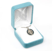 Saint Benedict Round Blue and Red Enameled Jubilee Sterling Silver Medal Medal HMH 