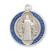Saint Benedict Round Blue and Red Enameled Jubilee Sterling Silver Medal Medal HMH 