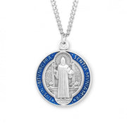 Saint Benedict Blue and Red Enameled Jubilee Sterling Silver Medal Medal HMH 