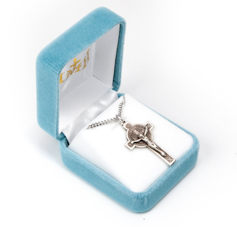 Saint Benedict Jubilee Sterling Silver Crucifix Necklace