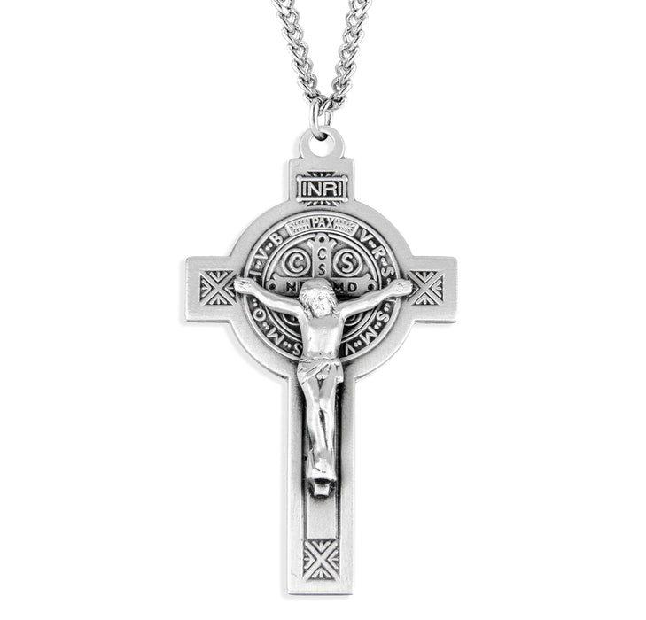 Saint Benedict Jubilee Sterling Silver Crucifix Necklace