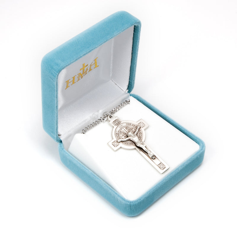 Saint Benedict Jubilee Sterling Silver Crucifix Necklace