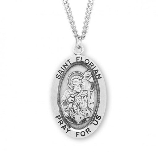 Saint Florian Oval Sterling Silver Medal Medal HMH 