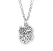 Sterling Silver Double Rose Bud Miraculous Medal Medal HMH 