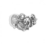 Small Sterling Silver Rose Bud Triple Slide Medal Medal HMH 