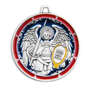 Saint Michael the Archangel Round Sterling Silver Enameled Medal Medal HMH 
