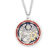 Saint Michael the Archangel Round Sterling Silver Enameled Medal Medal HMH 