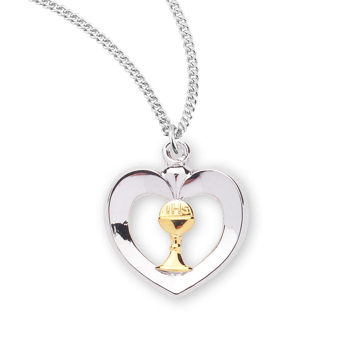 Two-Tone Sterling Silver Heart with a Chalice HMH 