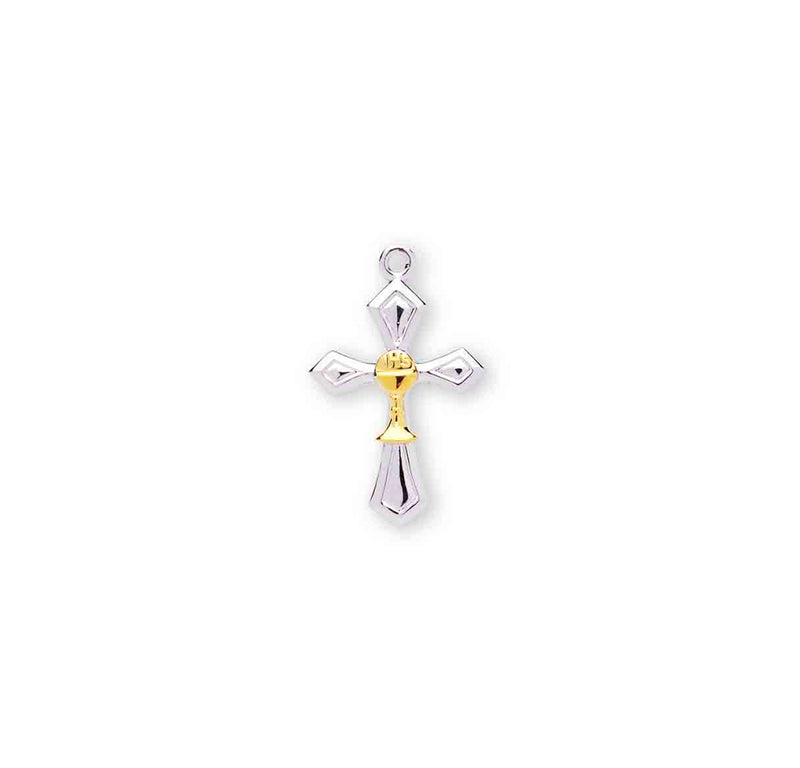 Two-Tone Sterling Silver Cross with a Chalice HMH 
