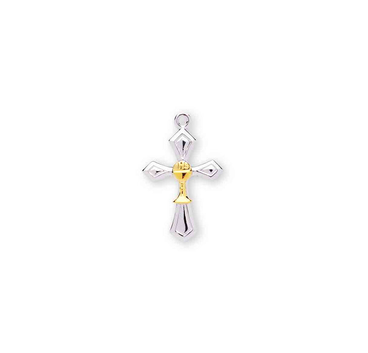 Two-Tone Sterling Silver Cross with a Chalice HMH 