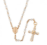 3mm Crystal Gold Rosary Necklace Rosary HMH 
