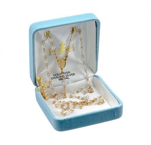 3mm Crystal Gold Rosary Necklace Rosary HMH 