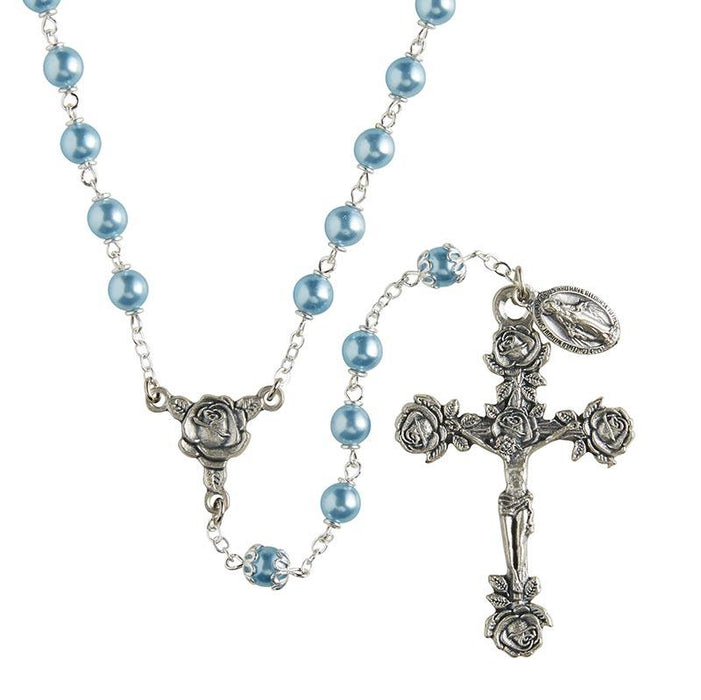 Swarovski Pearl Rosary The Roman Catholic Store Blue 