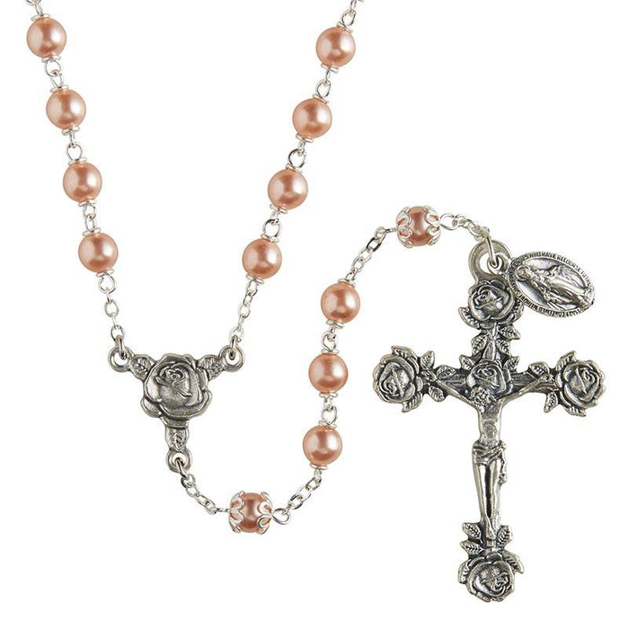 Rose Gold Swarovski Pearl Rosary The Roman Catholic Store 