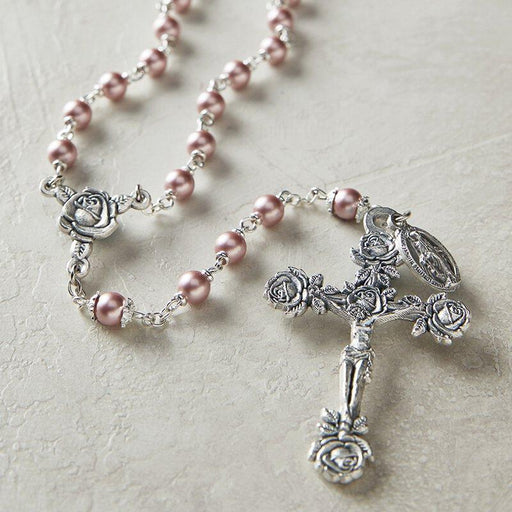 Pink Swarovski Lock-Link Rosary The Roman Catholic Store 