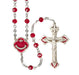 Ruby Round Bead Confirmation Rosary Sterling Crucifix and Centerpiece HMH 