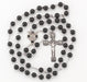 Sterling Silver Rosary with Jet Black Beads HMH 