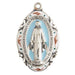 Silver/Blue Miraculous Medal with 18" Chain. The Roman Catholic Store 