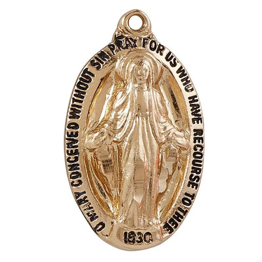 Gold Miraculous Medal with 18 inch chain Jewelry Christian Brands Catholic 