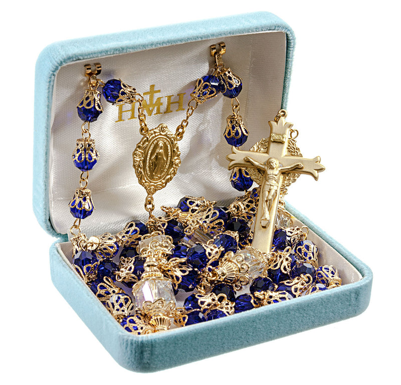 Colbat Blue Vintage Rosary with 8mm Beads Rosary HMH 