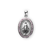 Sterling Silver Pink Cubic Zirconia "CZ" Miraculous Medal HMH 