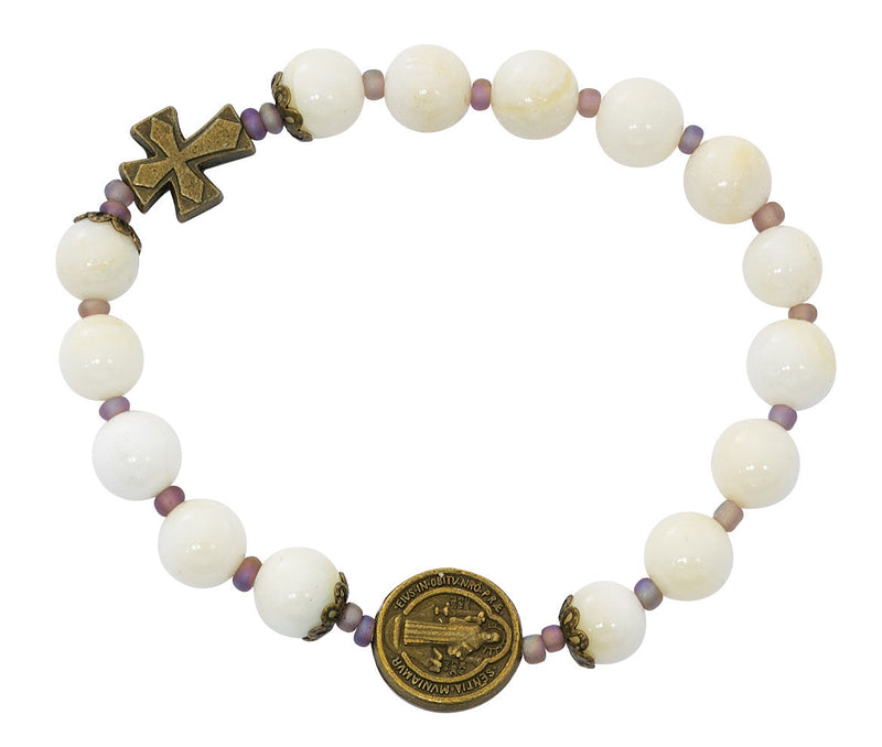 Cream River Pearl St. Benedict Stretch Bracelet Bracelet The Roman Cathoic Store