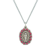 Sterling Silver Pink Oval Miraculous Medal Medal HMH 